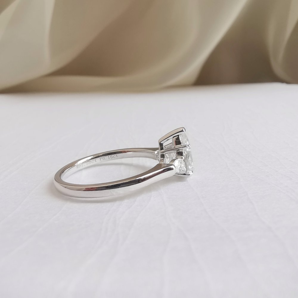 Pear Three Stone Lab Grown Diamond Engagement Ring