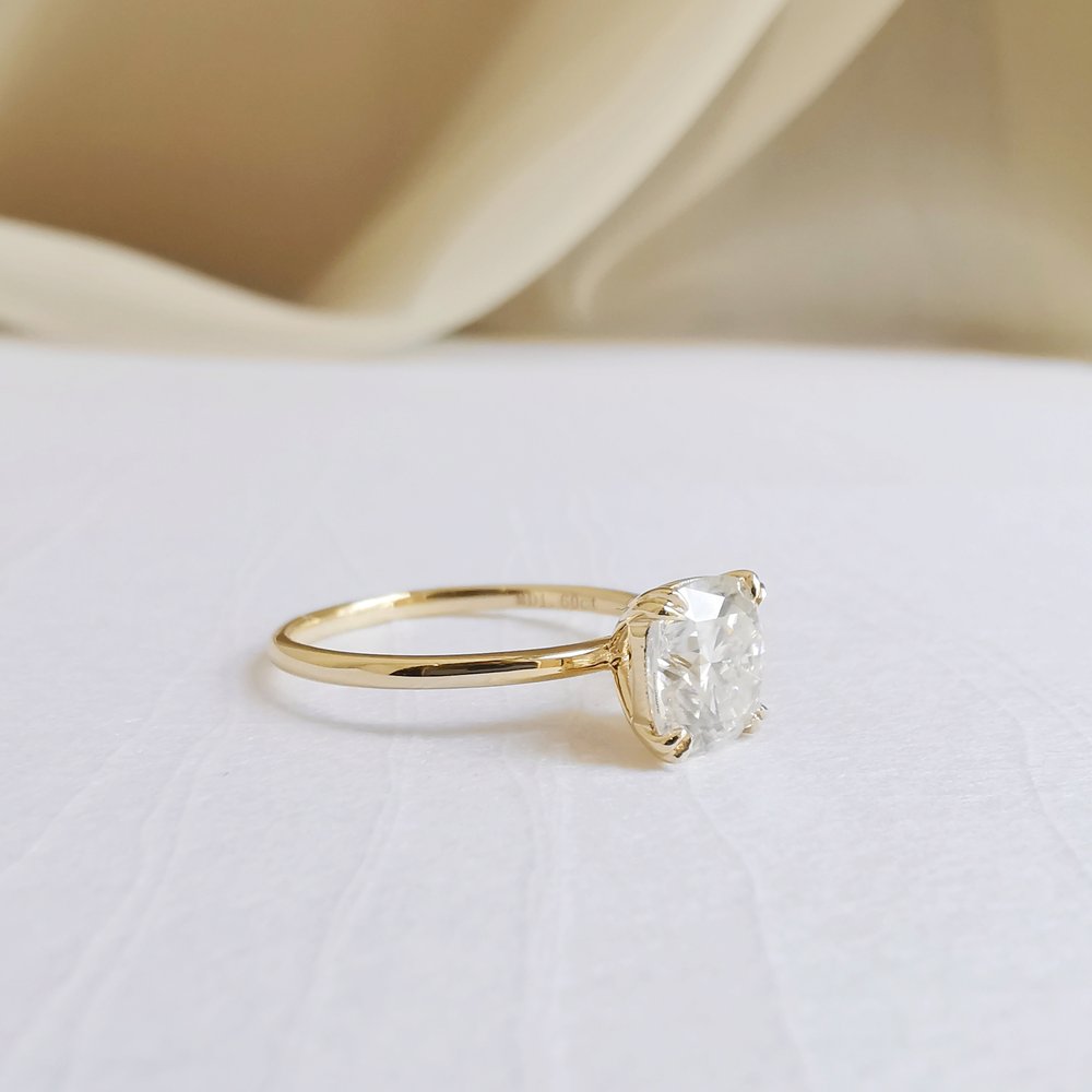 Cushion Solitaire Lab Grown Diamond Engagement Ring