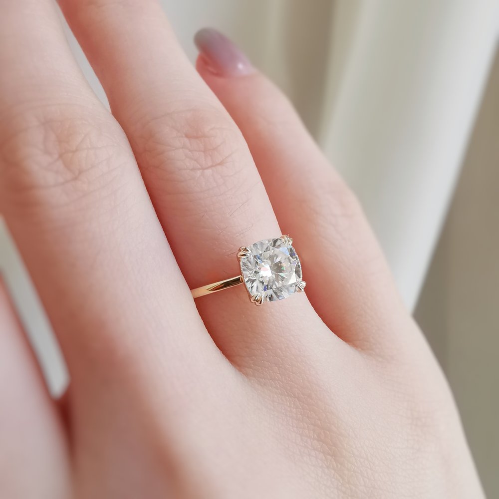 Cushion Solitaire Lab Grown Diamond Engagement Ring