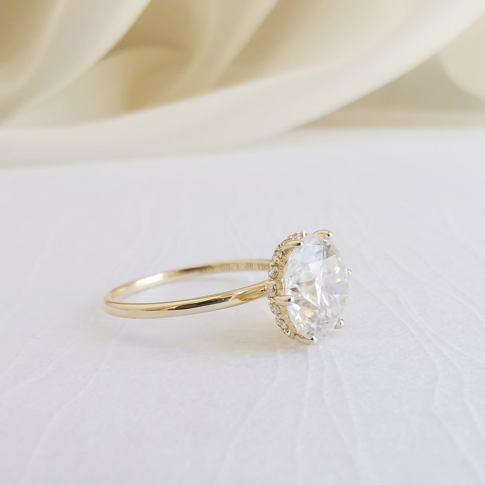 Round Hidden Halo Lab Grown Diamond Engagement Ring