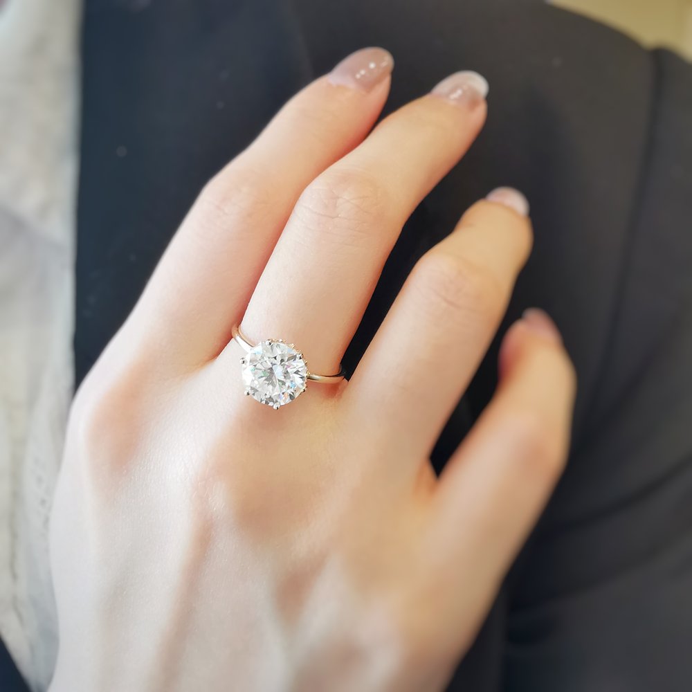 Round Hidden Halo Lab Grown Diamond Engagement Ring