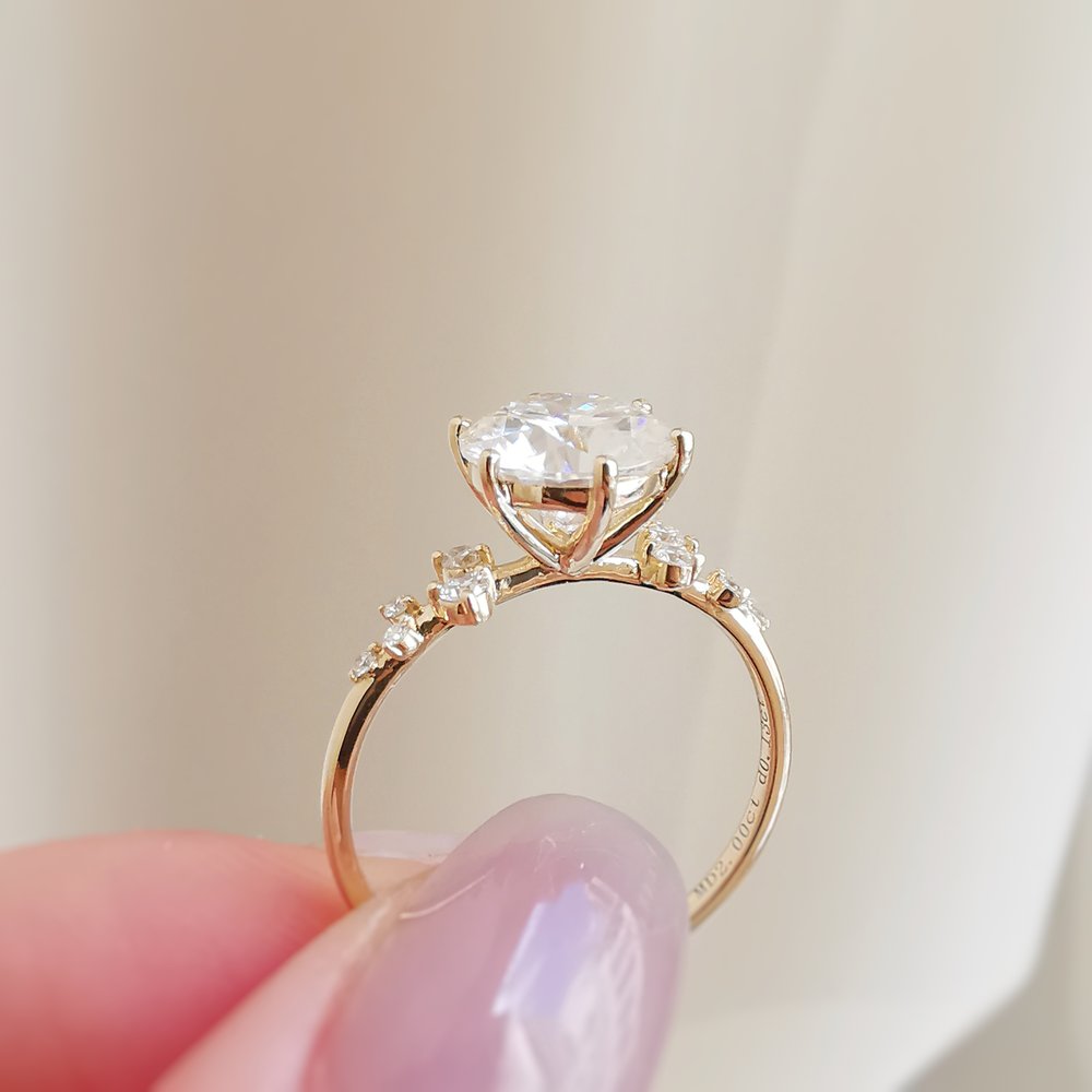 Round Cluster Lab Grown Diamond Engagement Ring