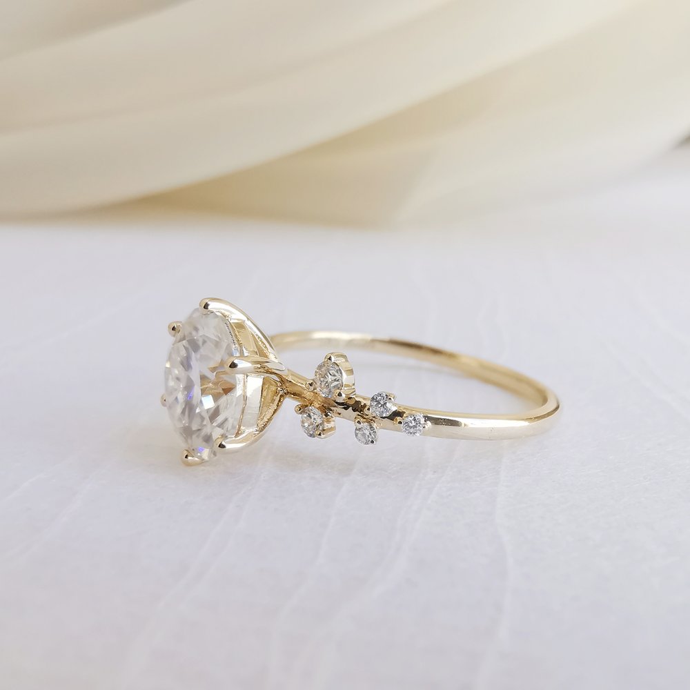 Round Cluster Lab Grown Diamond Engagement Ring