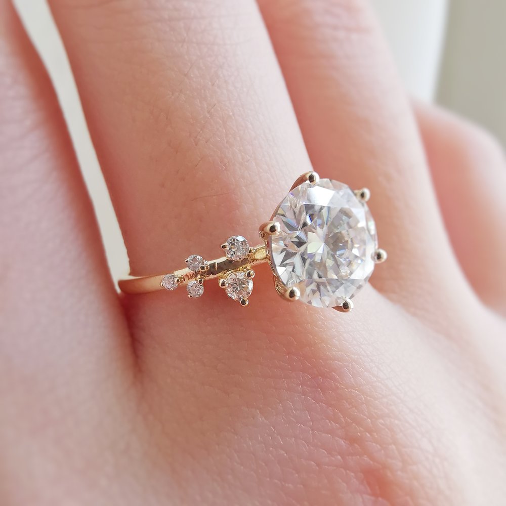 Round Cluster Lab Grown Diamond Engagement Ring