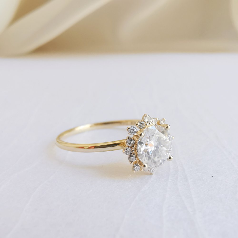 Round Cluster Lab Grown Diamond Engagement Ring