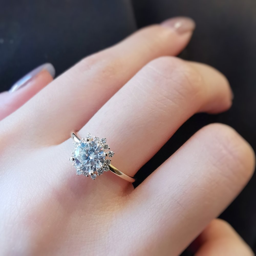 Round Cluster Lab Grown Diamond Engagement Ring