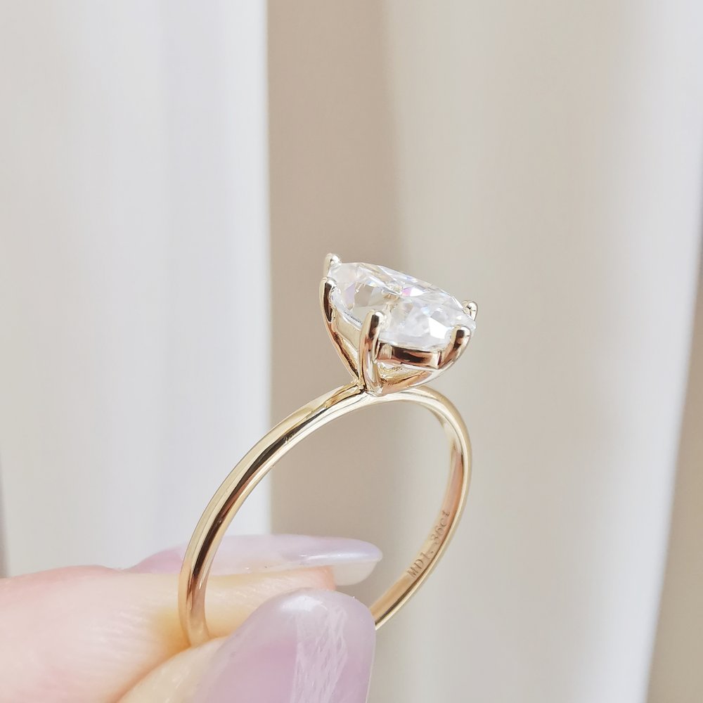 Pear Solitaire Lab Grown Diamond Engagement Ring