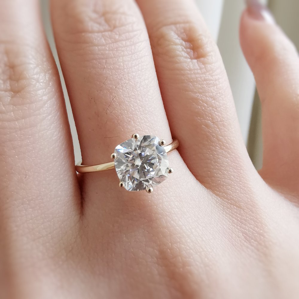 Cushion Solitaire Lab Grown Diamond Engagement Ring