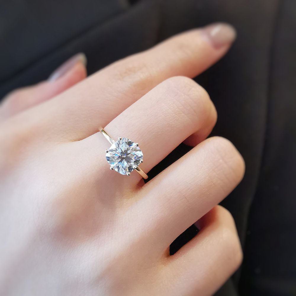Cushion Solitaire Lab Grown Diamond Engagement Ring
