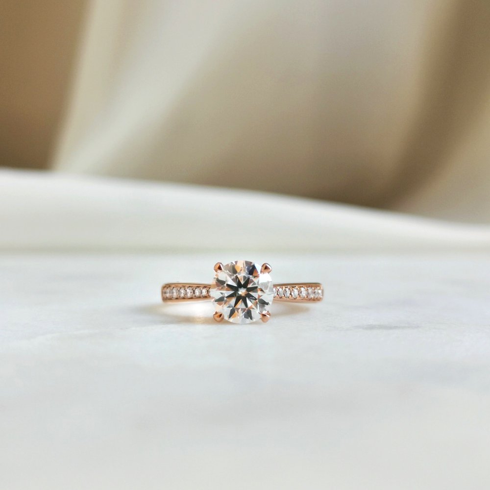 Round Pave Lab Grown Diamond Engagement Ring