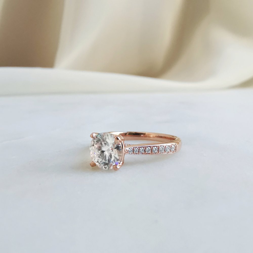 Round Pave Lab Grown Diamond Engagement Ring