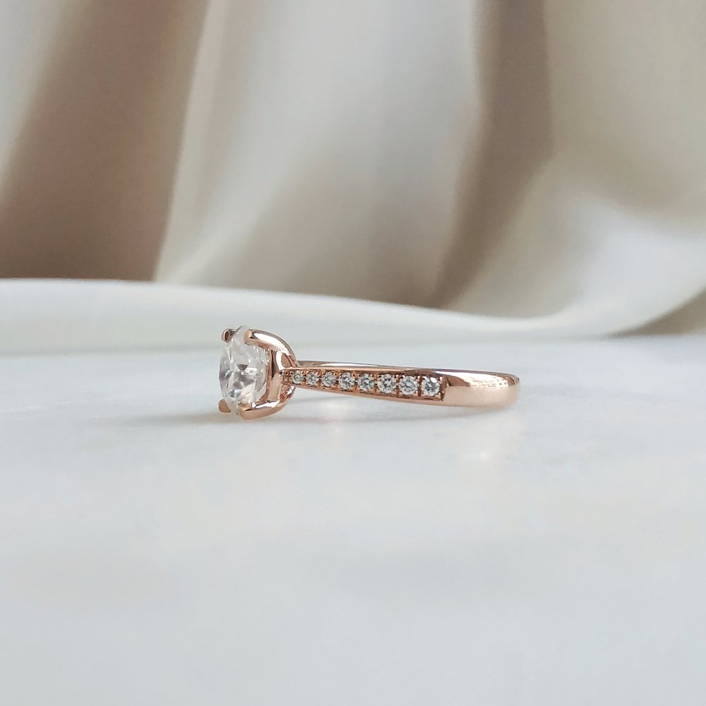 Round Pave Lab Grown Diamond Engagement Ring