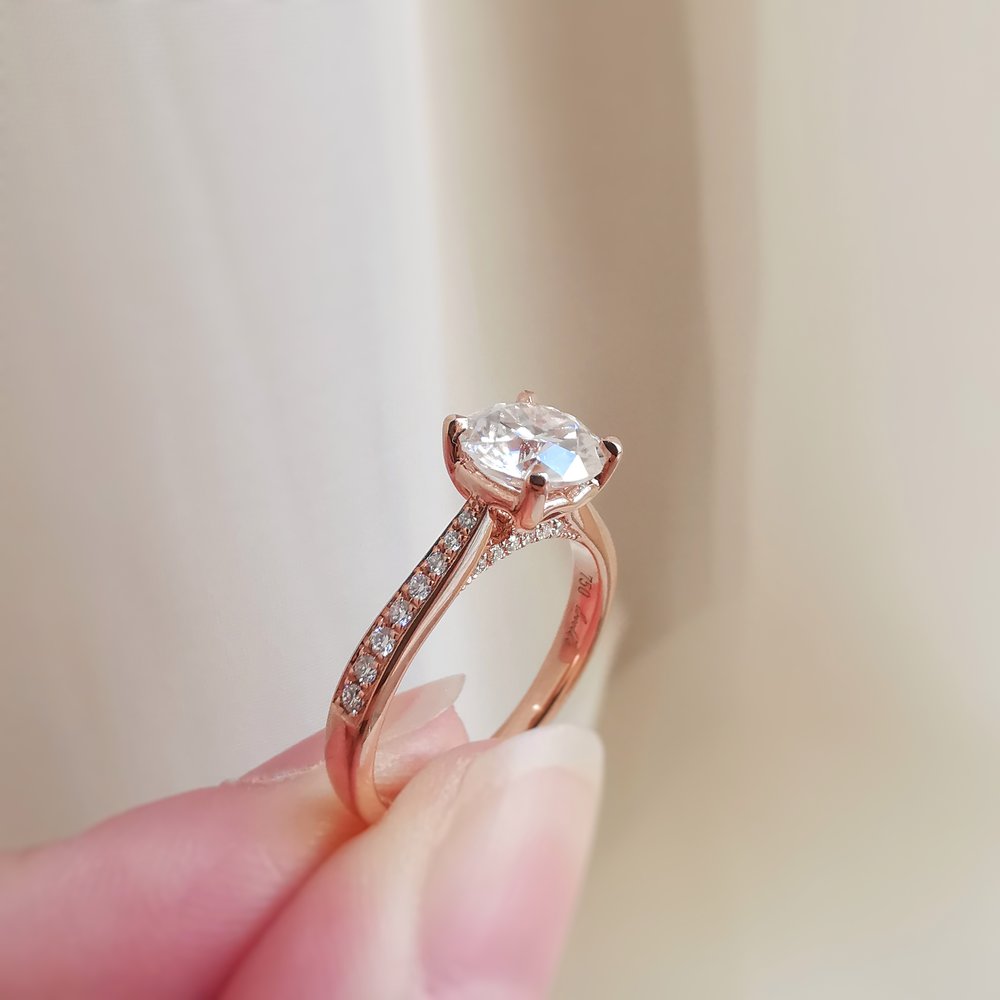 Round Pave Lab Grown Diamond Engagement Ring