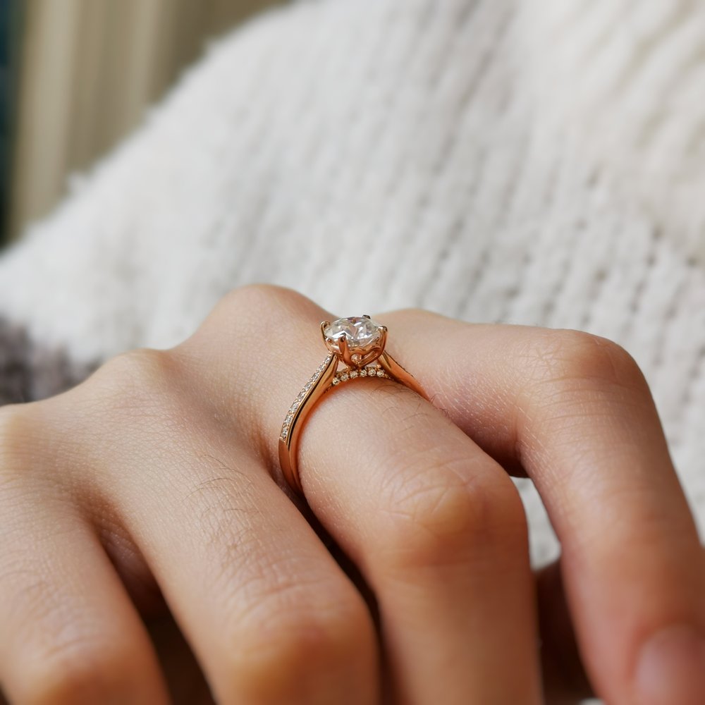 Round Pave Lab Grown Diamond Engagement Ring