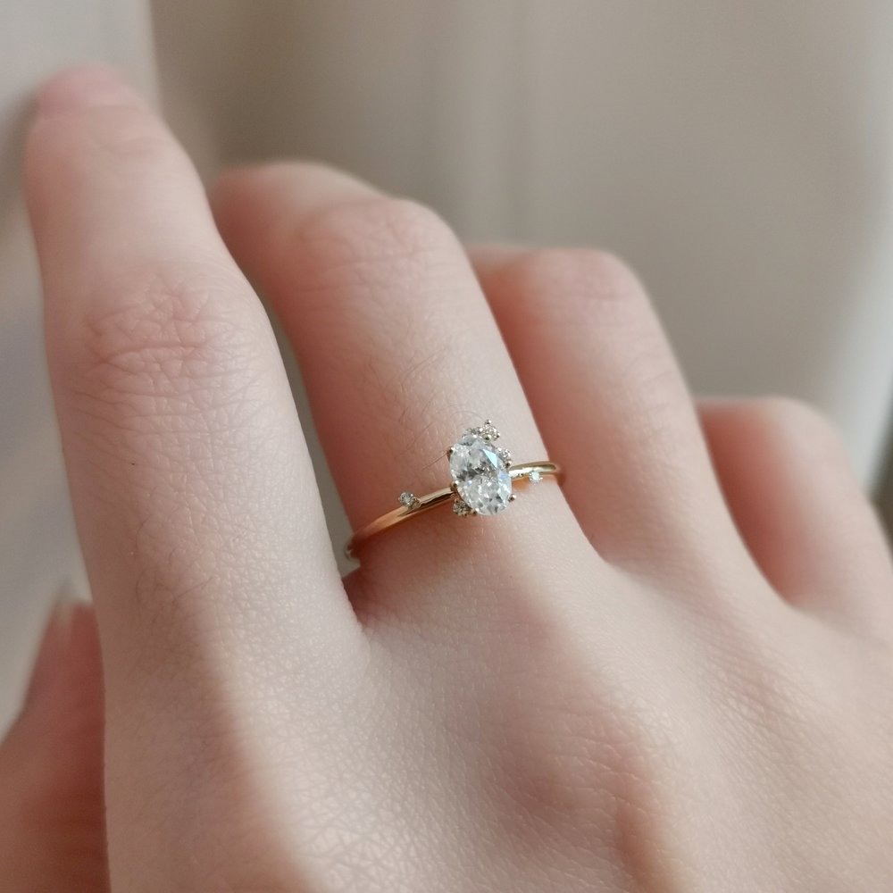 Oval Cluster Lab Grown Diamond Engagement Ring