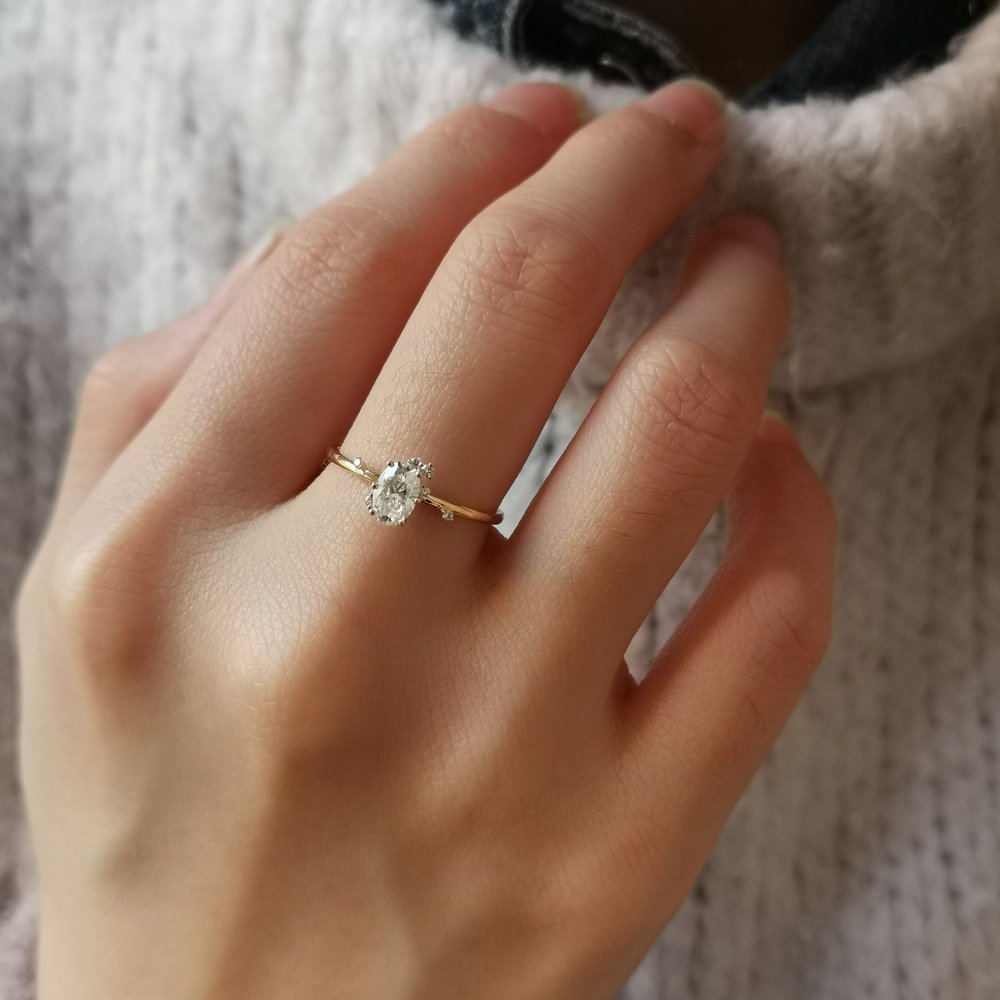 Oval Cluster Lab Grown Diamond Engagement Ring
