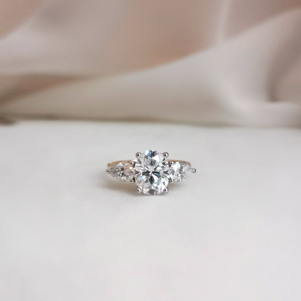 Oval Three Stone Lab Grown Diamond Engagement Ring