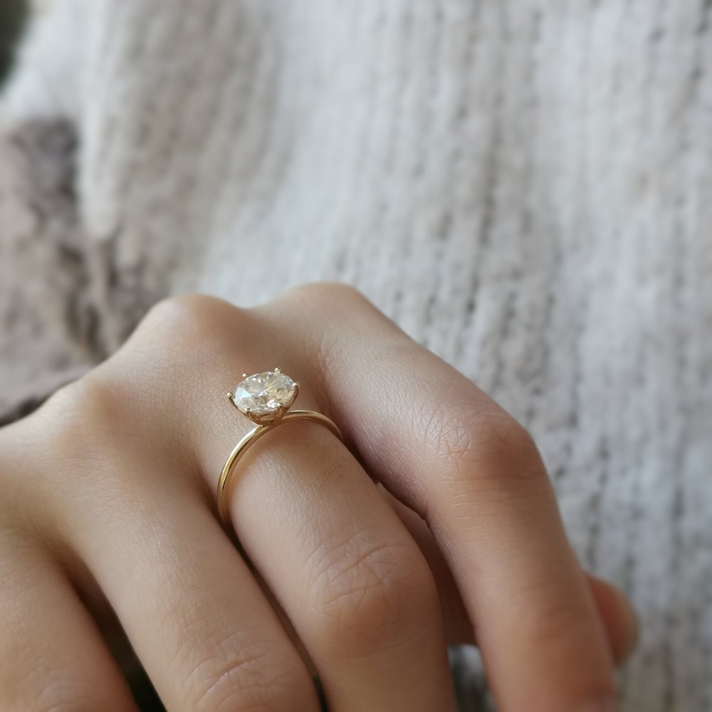 Round Solitaire Lab Grown Diamond Engagement Ring