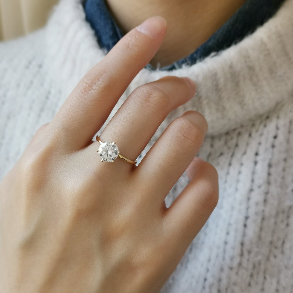Round Solitaire Lab Grown Diamond Engagement Ring