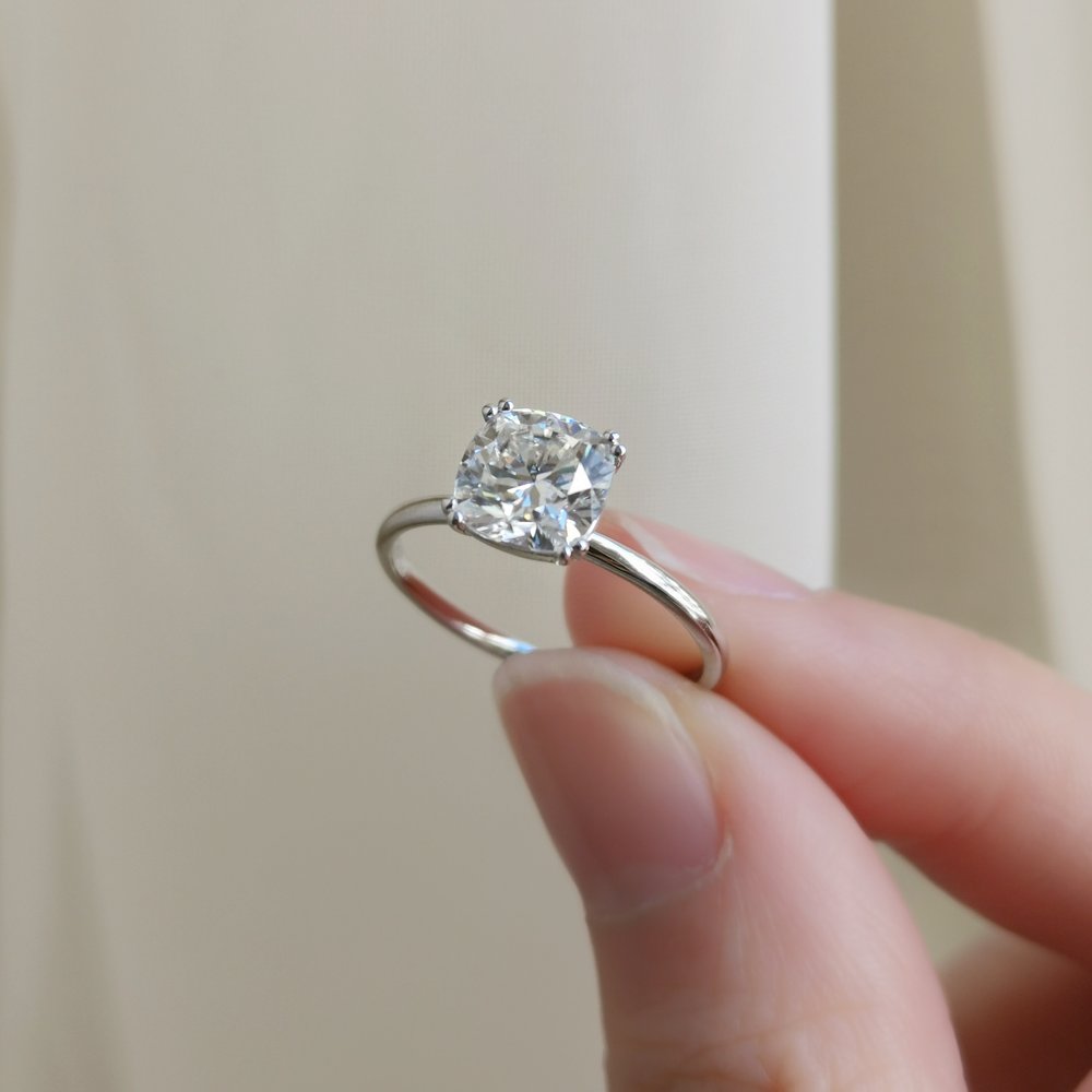 Cushion Solitaire Lab Grown Diamond Engagement Ring