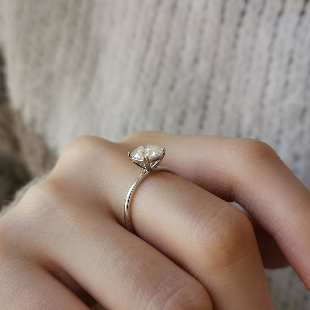 Cushion Solitaire Lab Grown Diamond Engagement Ring
