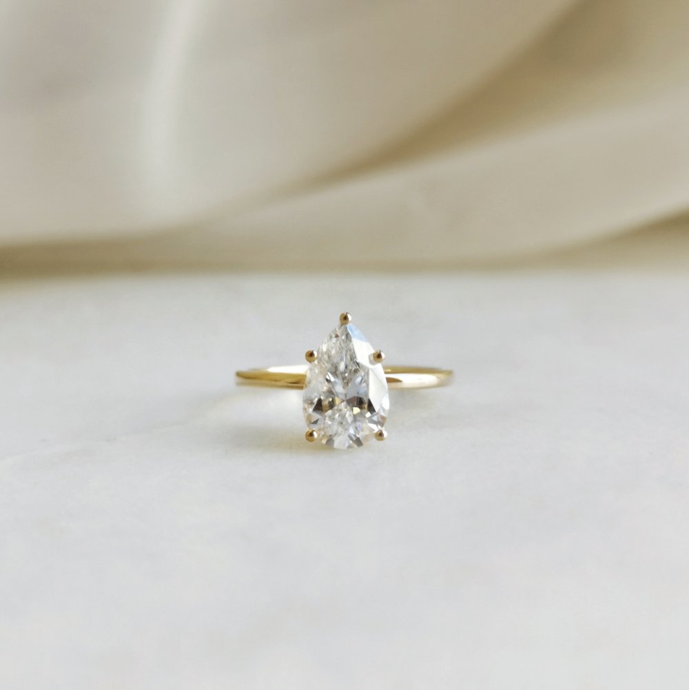 Pear Solitaire Lab Grown Diamond Engagement Ring