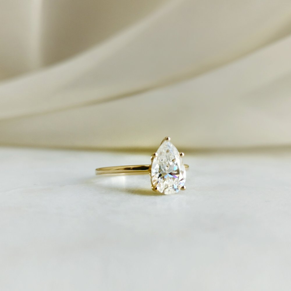 Pear Solitaire Lab Grown Diamond Engagement Ring