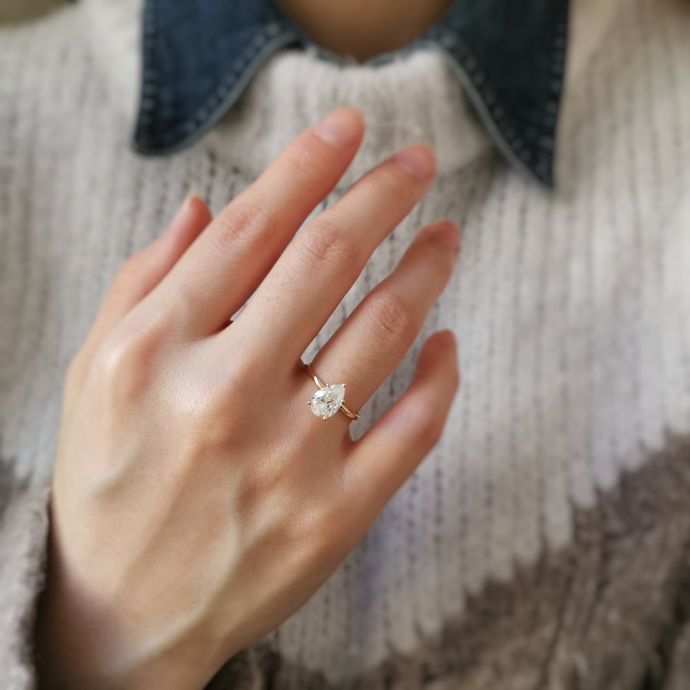 Pear Solitaire Lab Grown Diamond Engagement Ring