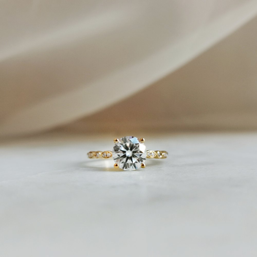 Round Pave Lab Grown Diamond Engagement Ring