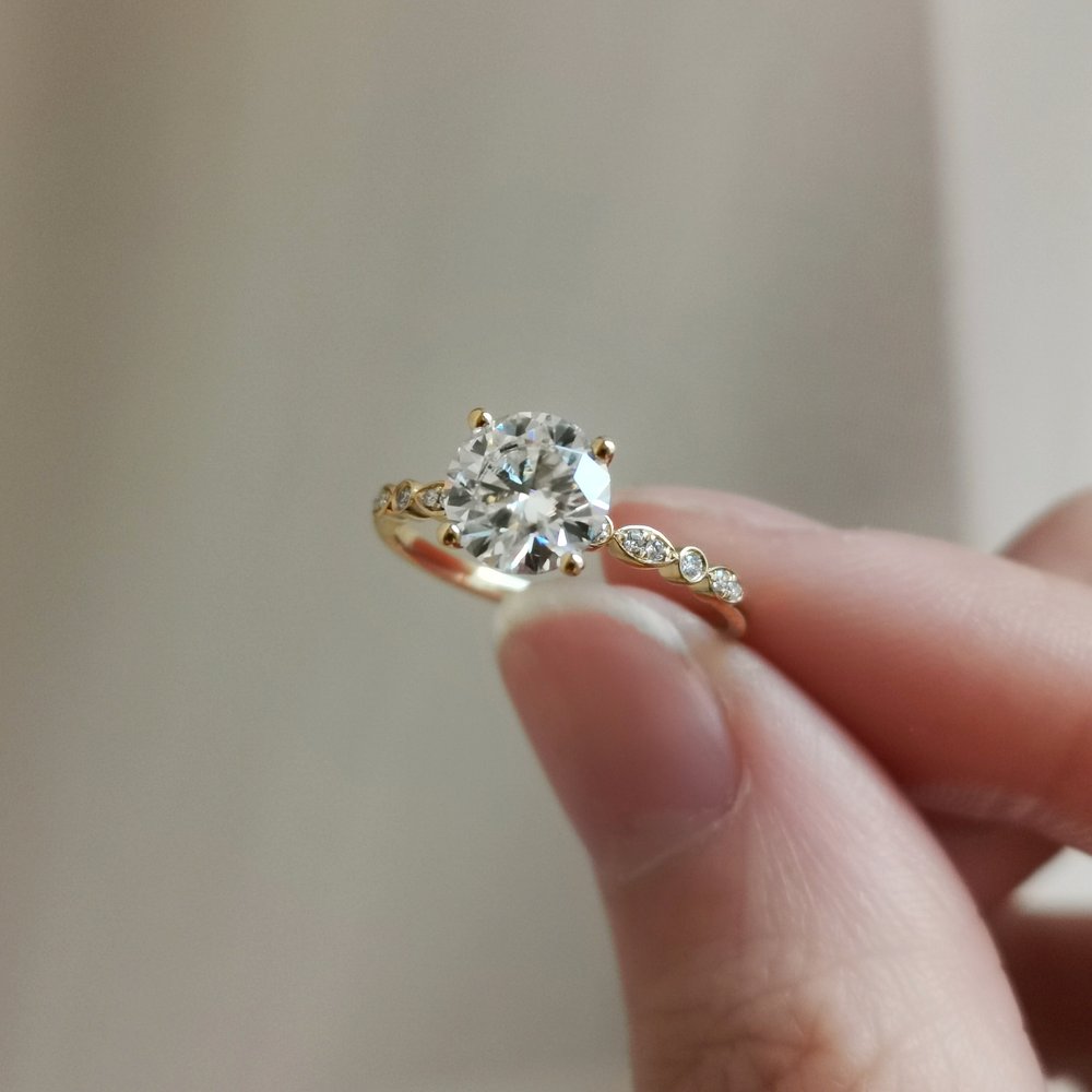 Round Pave Lab Grown Diamond Engagement Ring