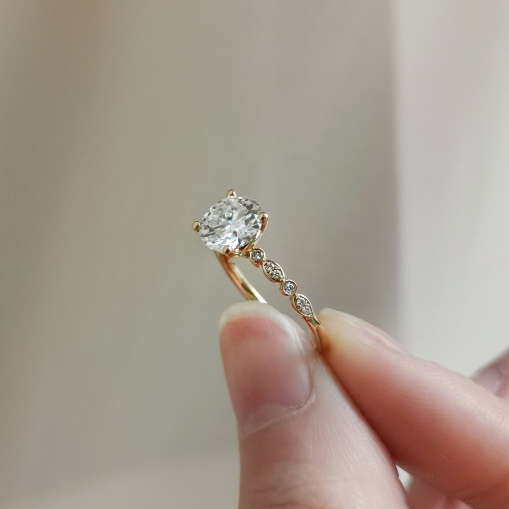 Round Pave Lab Grown Diamond Engagement Ring