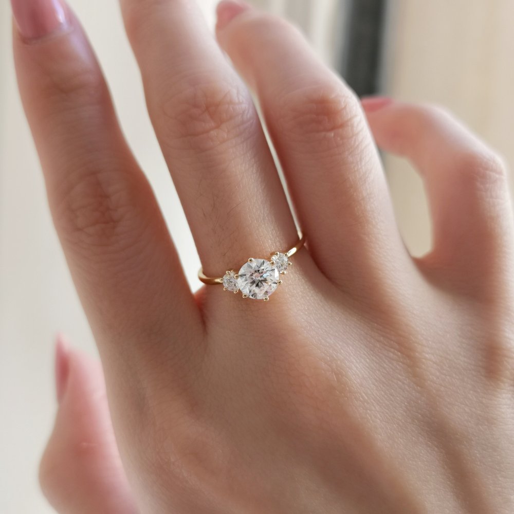 Round Three Stone Lab Grown Diamond Engagement Ring