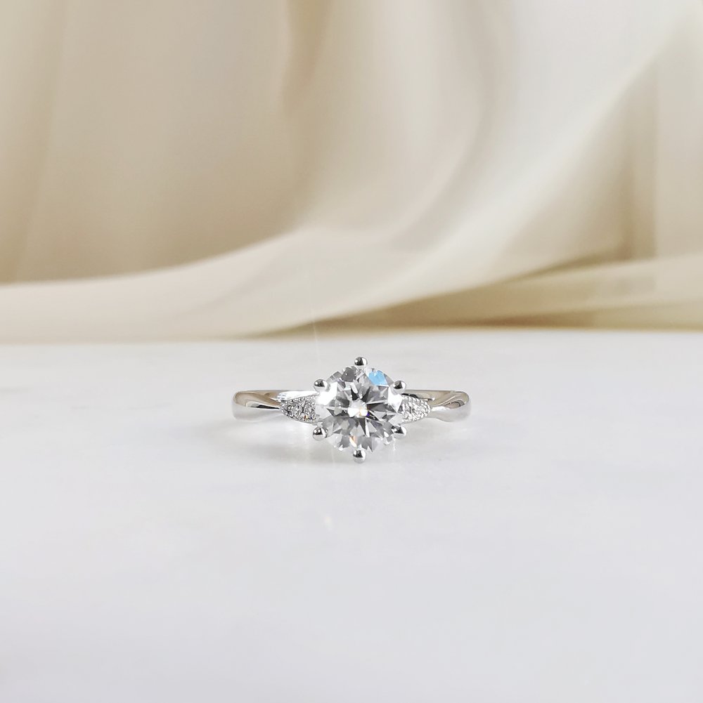 Round Pave Lab Grown Diamond Engagement Ring