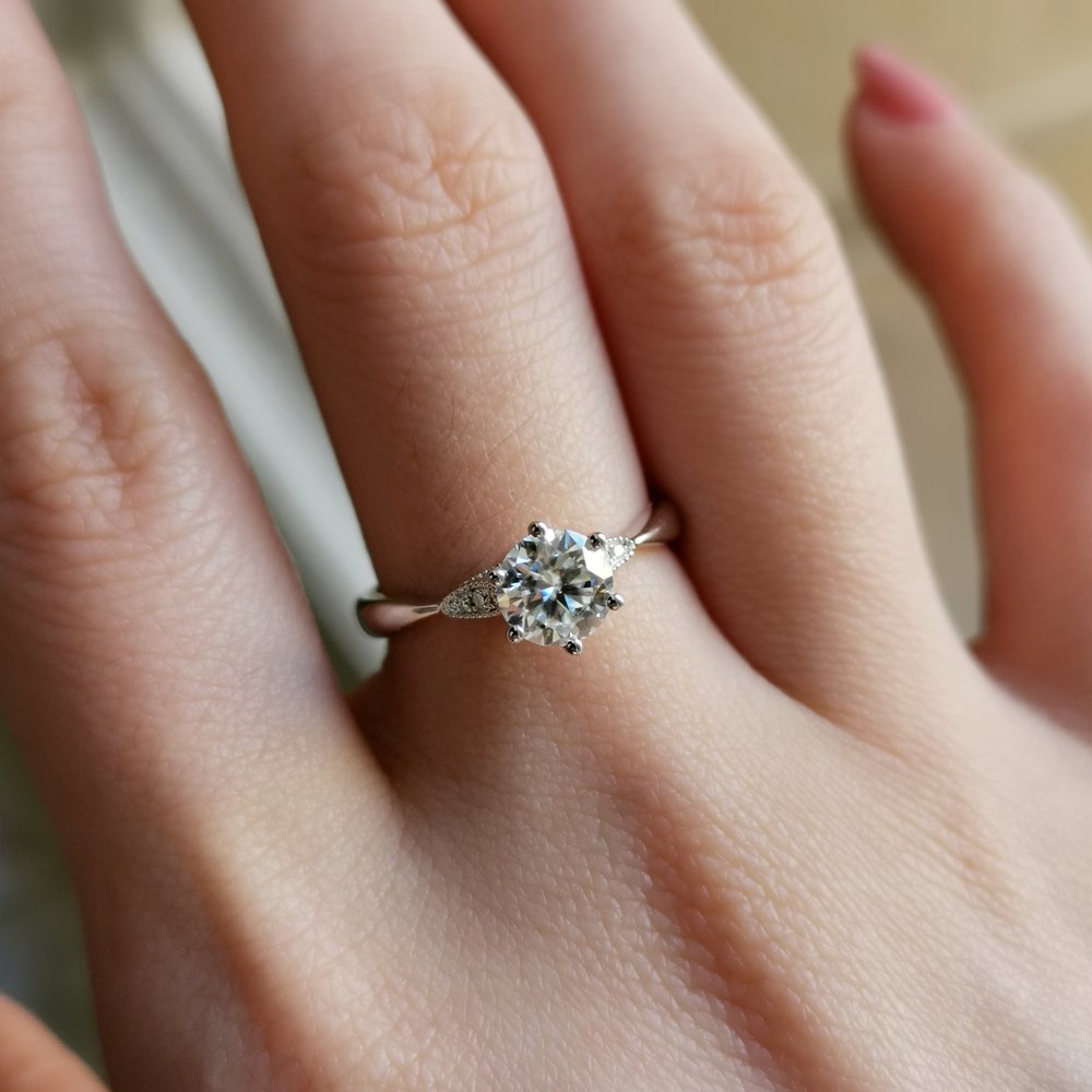 Round Pave Lab Grown Diamond Engagement Ring