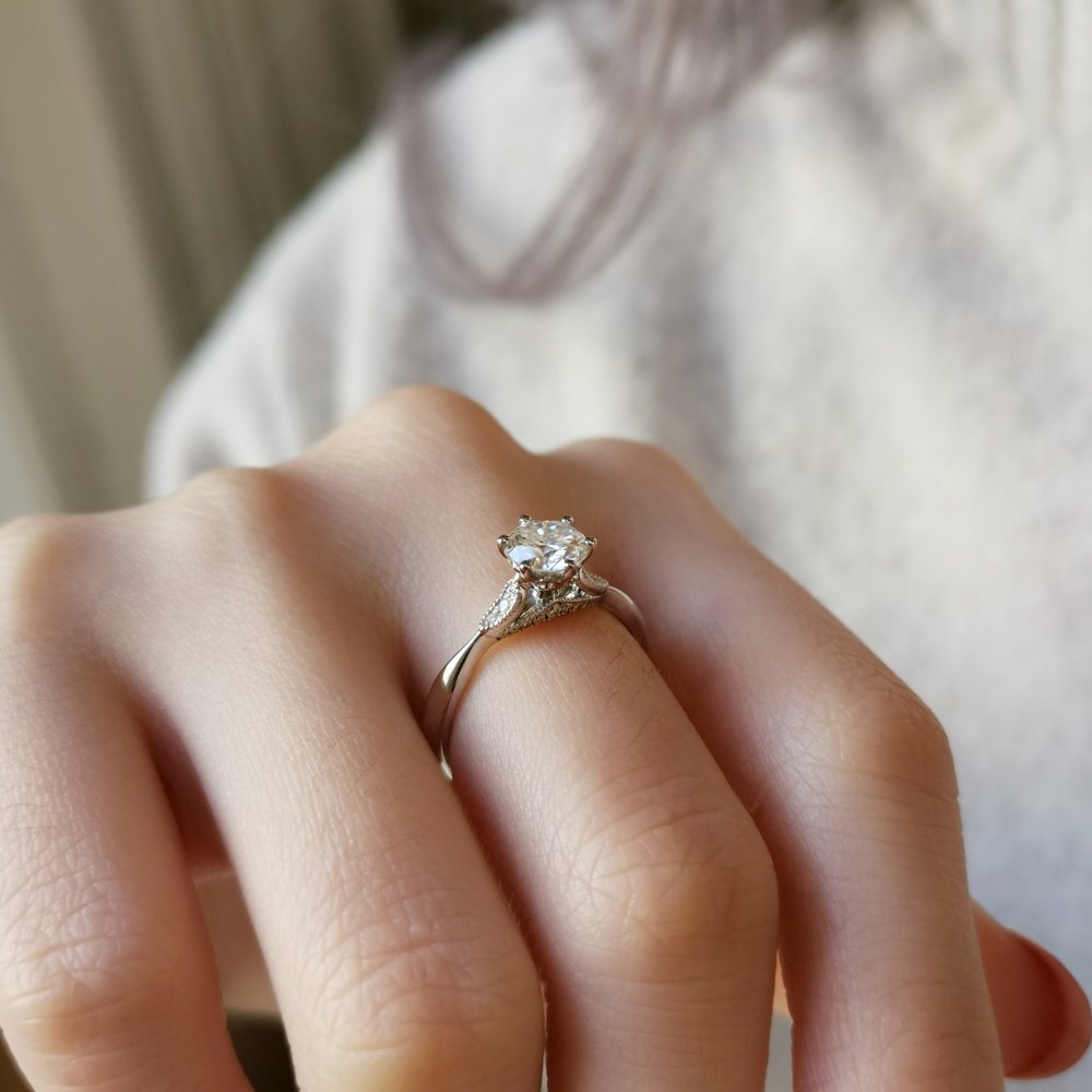 Round Pave Lab Grown Diamond Engagement Ring