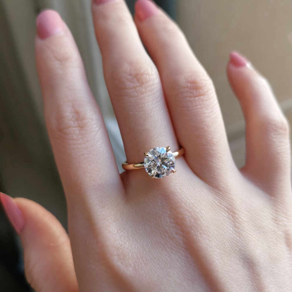 Round Hidden Halo Lab Grown Diamond Engagement Ring