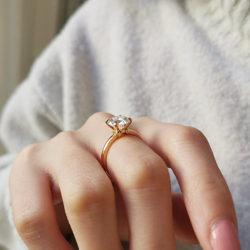 Round Hidden Halo Lab Grown Diamond Engagement Ring