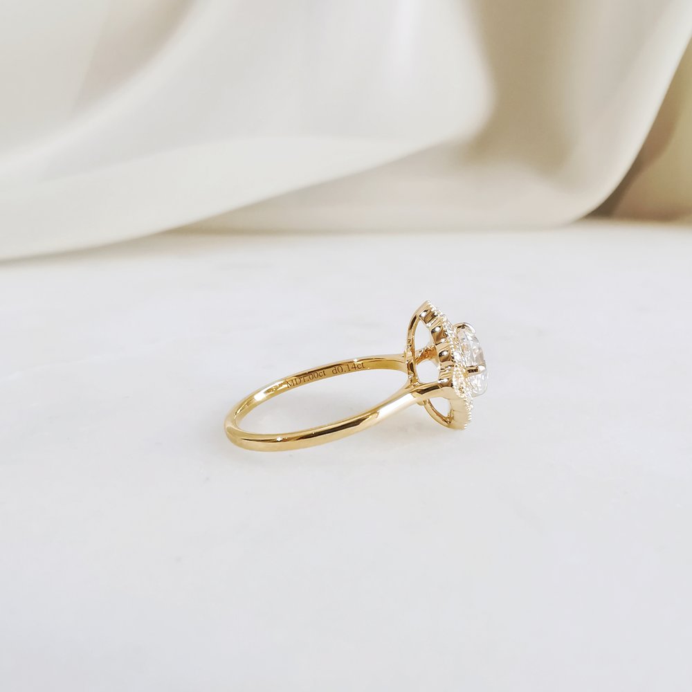 Cushion Vintage Halo Lab Grown Diamond Engagement Ring