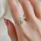 Cushion Vintage Halo Lab Grown Diamond Engagement Ring