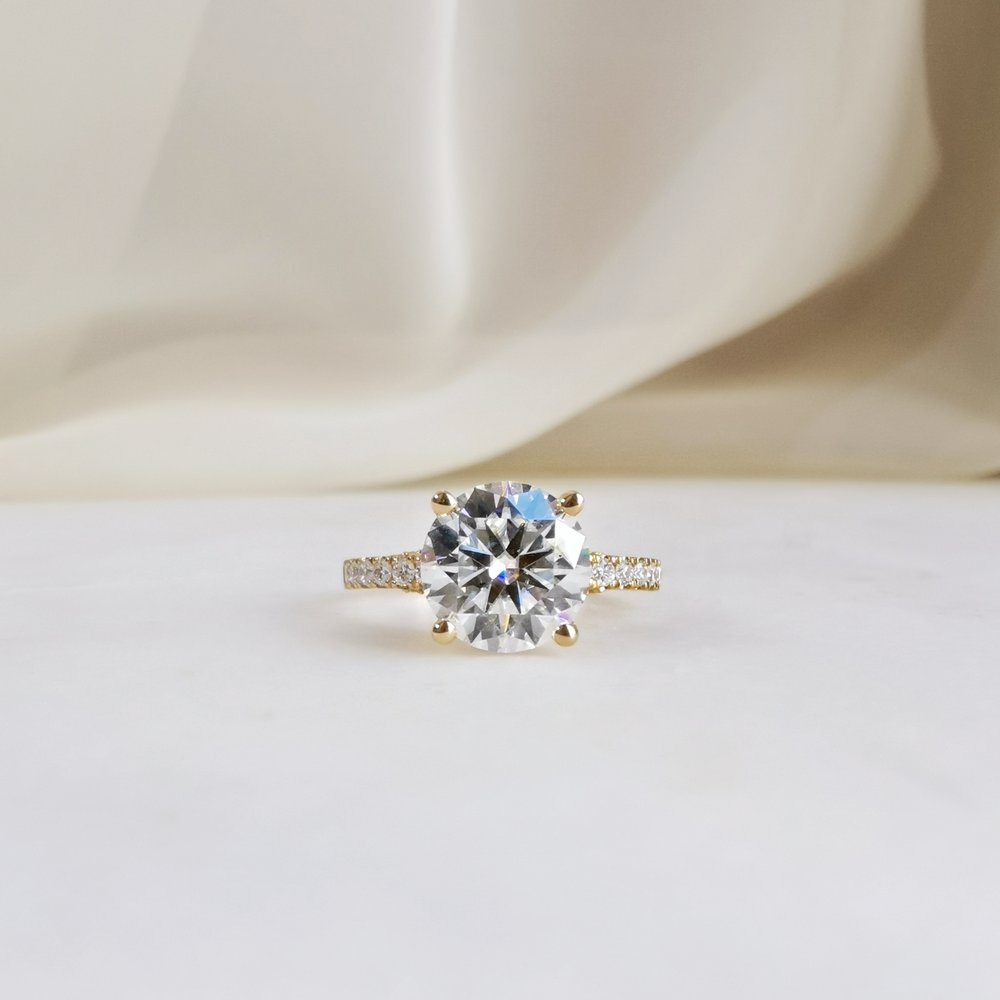 Round Pave Lab Grown Diamond Engagement Ring