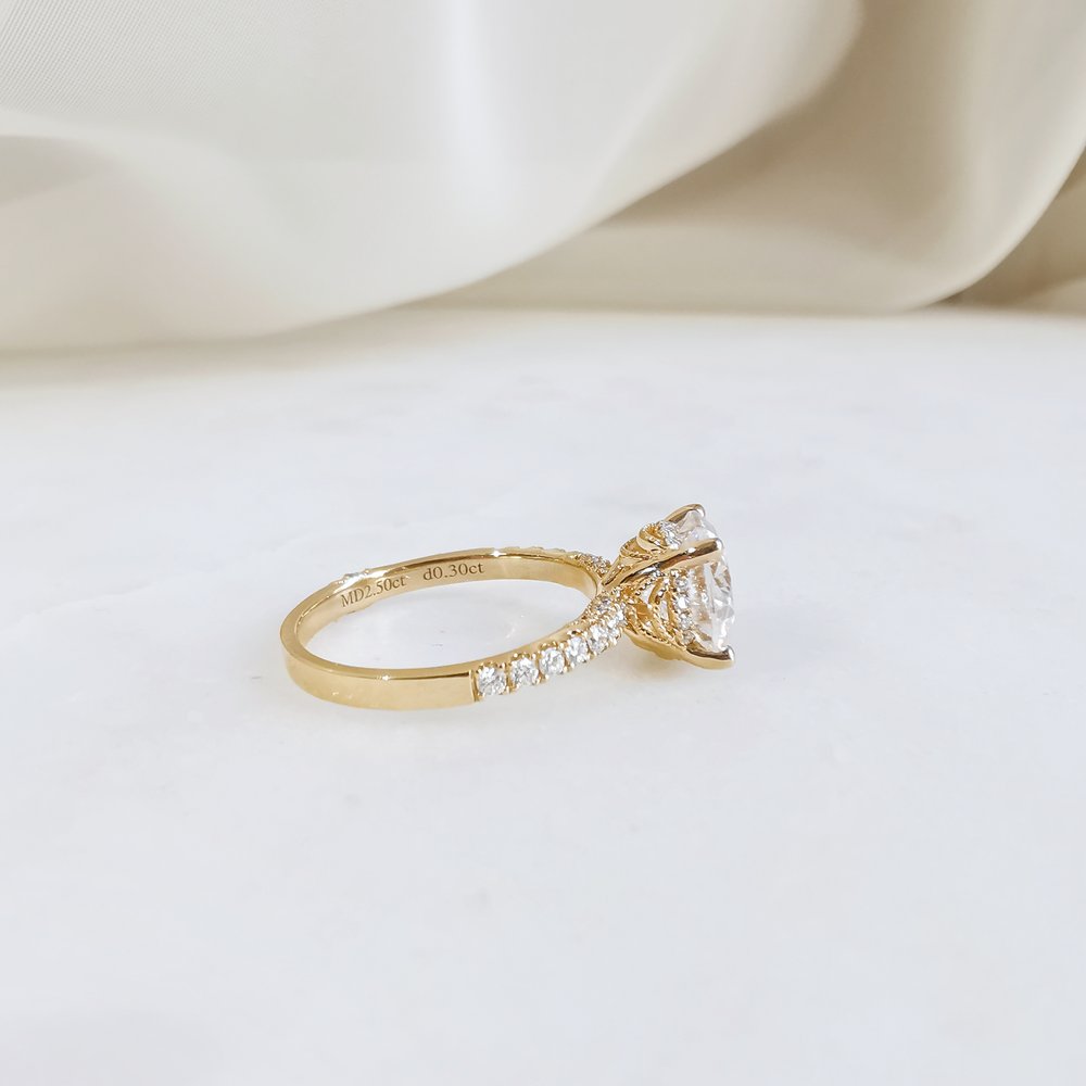 Round Pave Lab Grown Diamond Engagement Ring