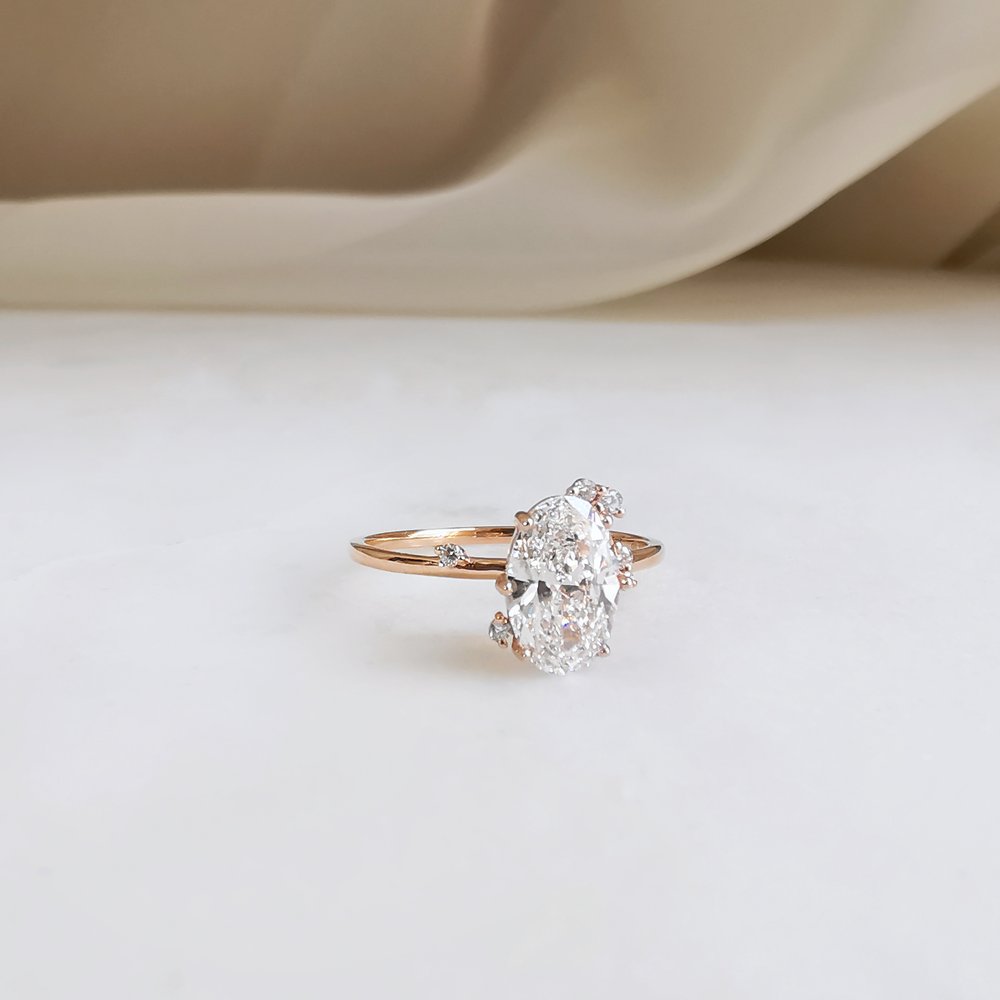 Oval Cluster Lab Grown Diamond Engagement Ring