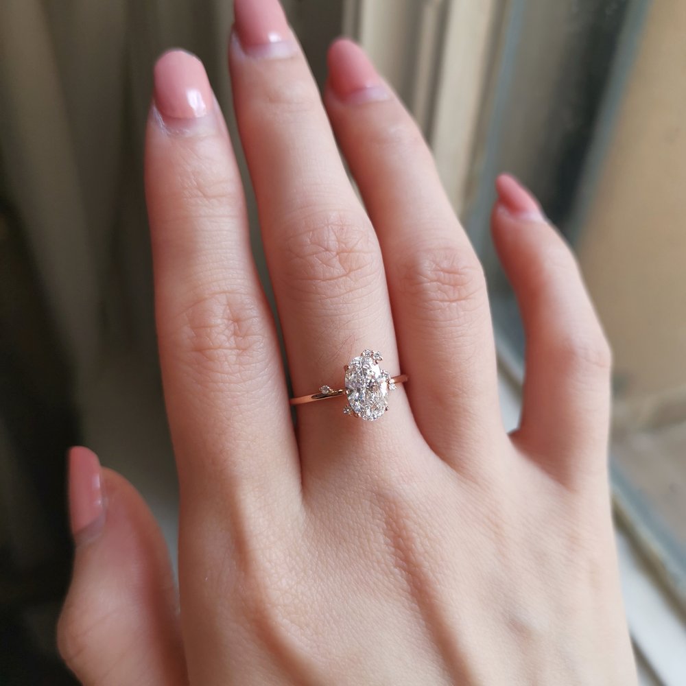 Oval Cluster Lab Grown Diamond Engagement Ring