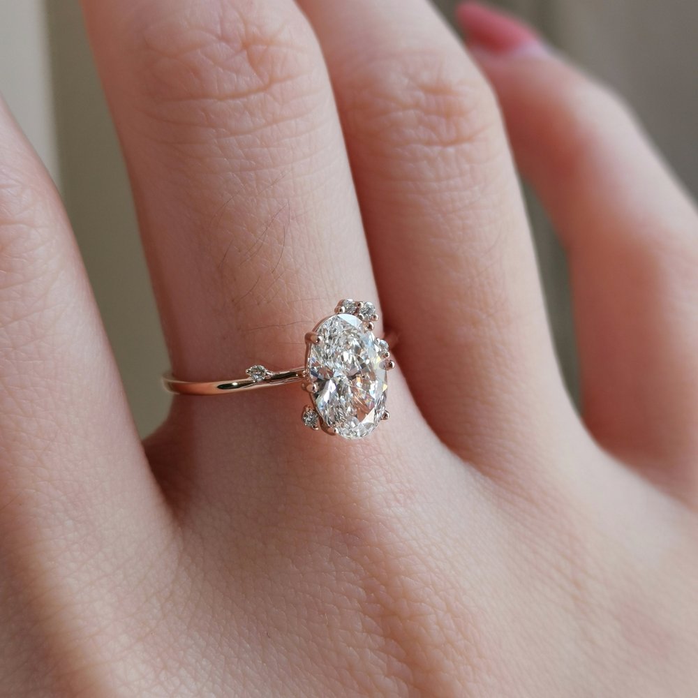 Oval Cluster Lab Grown Diamond Engagement Ring