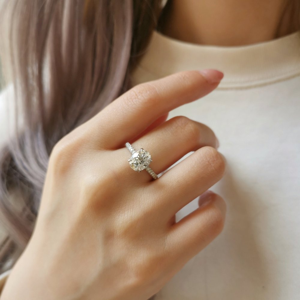 Oval Pave Lab Grown Diamond Engagement Ring