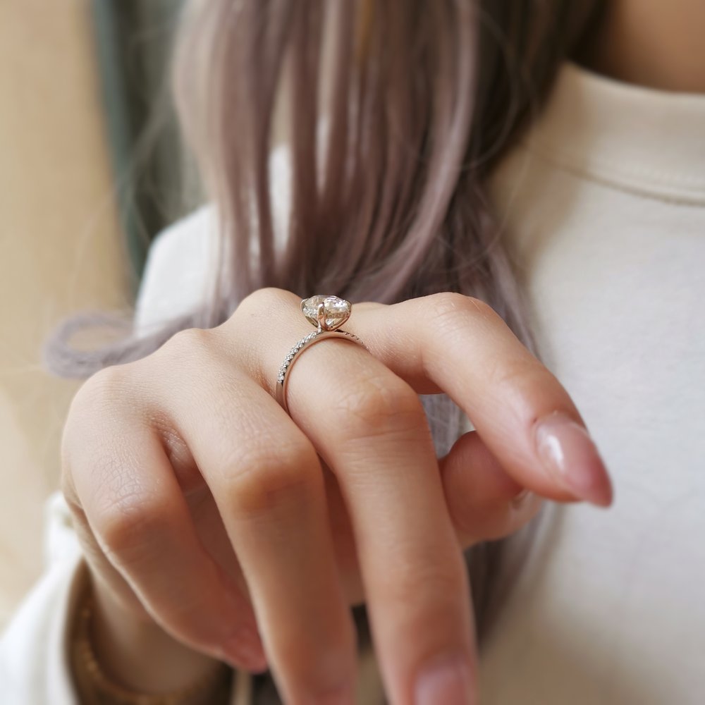 Oval Pave Lab Grown Diamond Engagement Ring