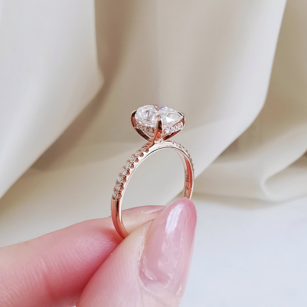 Oval Pave Lab Grown Diamond Engagement Ring