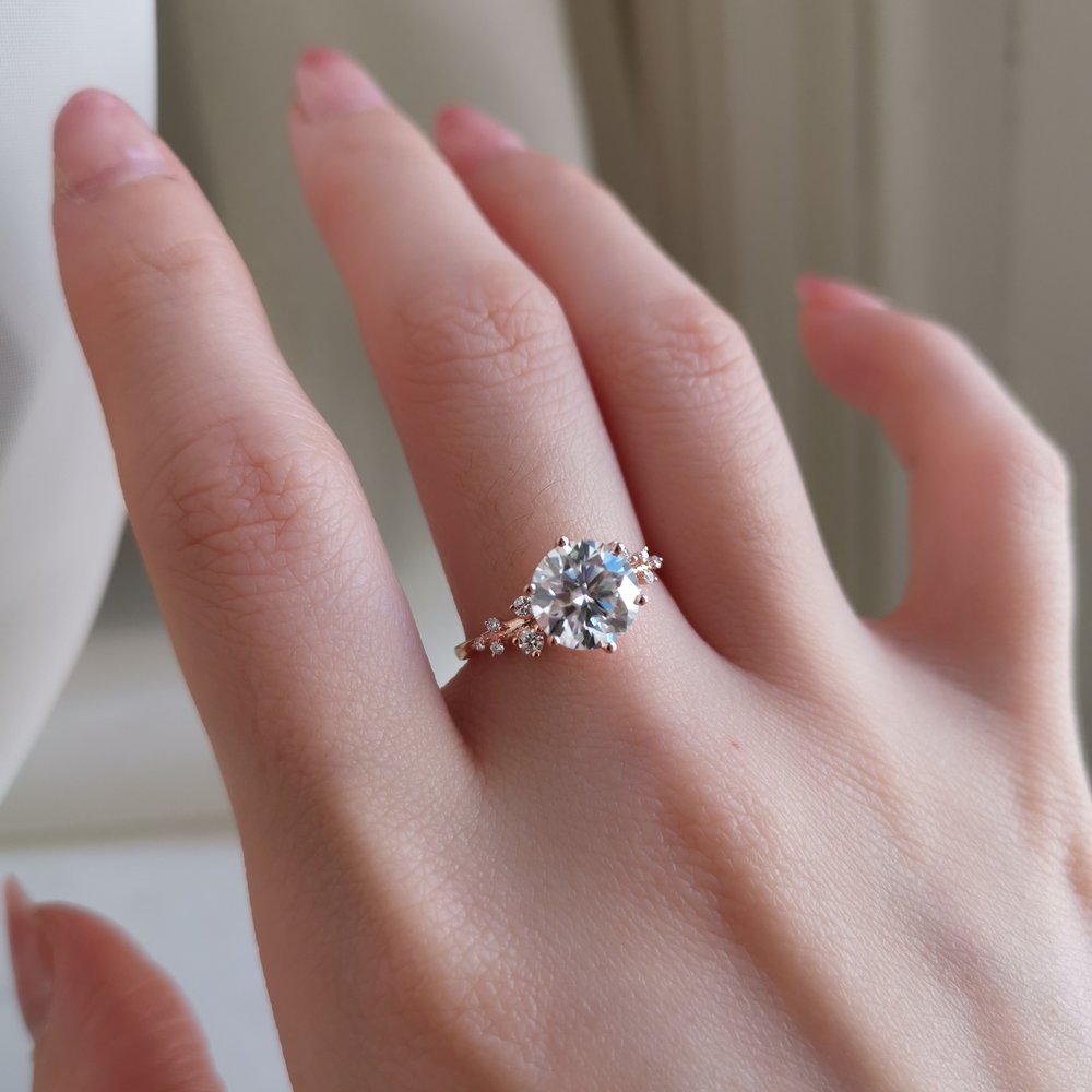 Round Cluster Lab Grown Diamond Engagement Ring