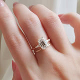 Emerald Three Stone Lab Grown Diamond Engagement Ring