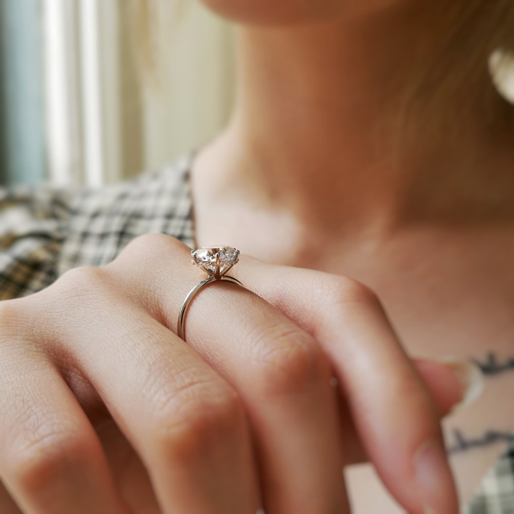 Round Hidden Halo Lab Grown Diamond Engagement Ring